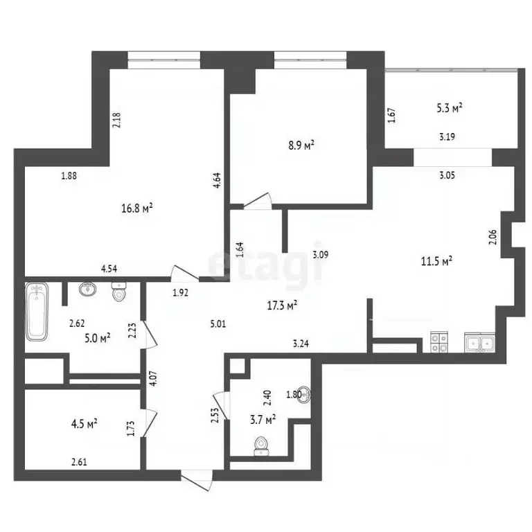 2-к кв. Калининградская область, Калининград ул. Герцена, 36 (67.7 м) - Фото 2