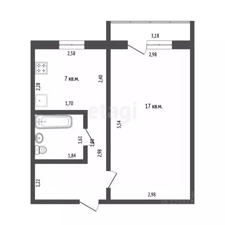 1-к кв. Тамбовская область, Тамбов Астраханская ул., 166 (30.3 м) - Фото 1