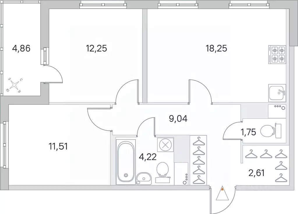 2-к кв. Ленинградская область, Всеволожский район, Заневское городское ... - Фото 1