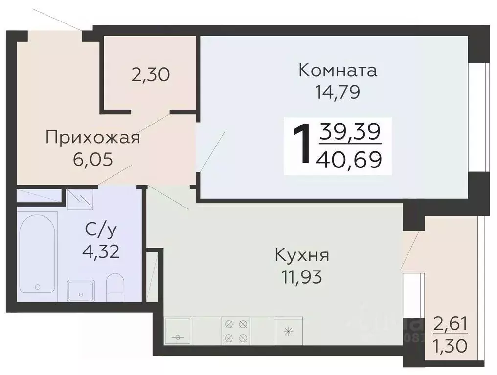 1-к кв. Воронежская область, Воронеж Никитинские сады жилой комплекс ... - Фото 0