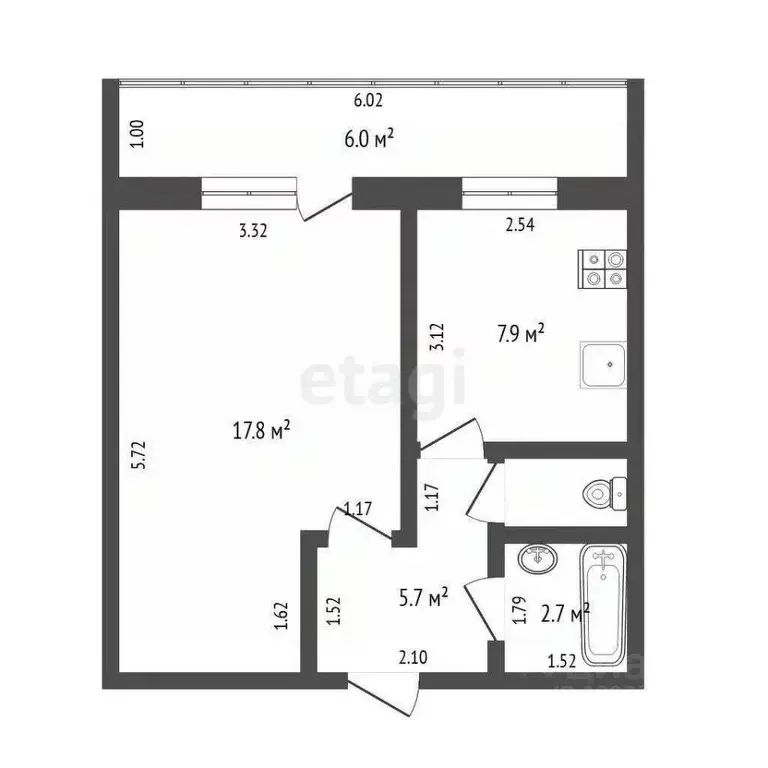 1-к кв. Тюменская область, Тюмень Ставропольская ул., 4 (35.3 м) - Фото 1