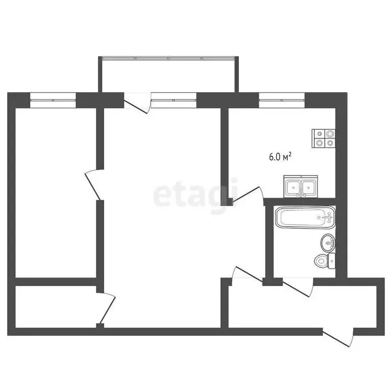 2-комнатная квартира: Челябинск, улица Либединского, 25 (46 м) - Фото 1