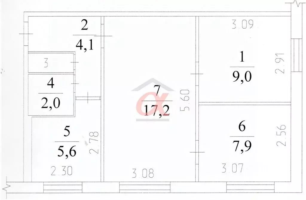 3-к кв. Кемеровская область, Кемерово бул. Строителей, 27Б (47.0 м) - Фото 1