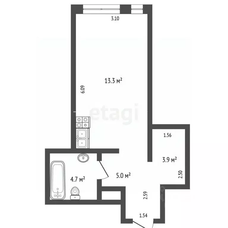 Студия Москва Нагатинская наб., 4Бк2 (32.6 м) - Фото 2