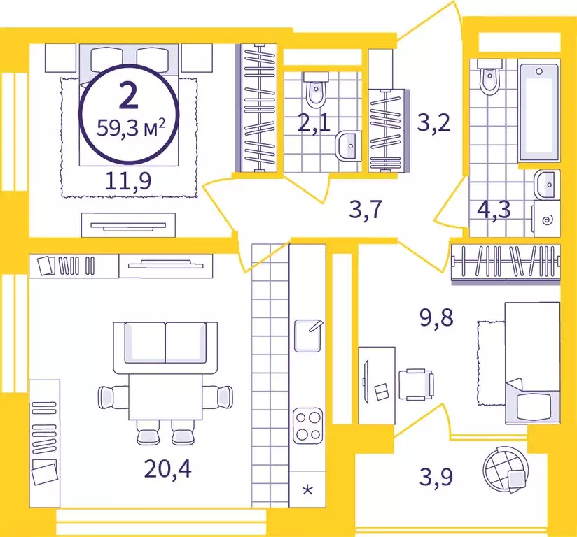 2-комнатная квартира: Екатеринбург, жилой район Уктус, ЖК Астон Сезоны ... - Фото 0