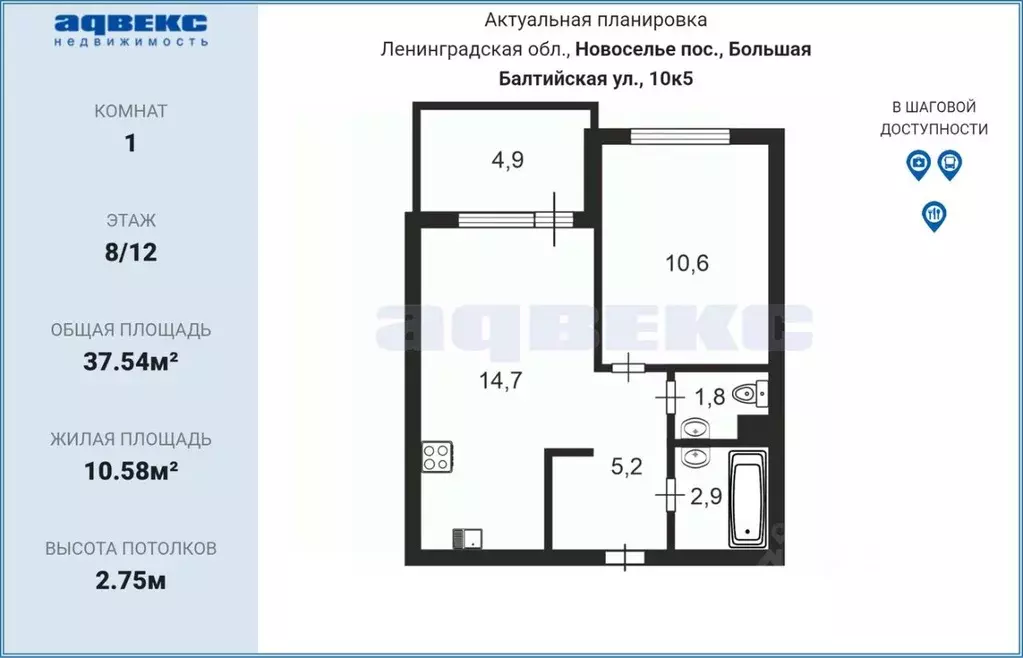 1-к кв. Ленинградская область, Новоселье г. Ломоносовский район, ... - Фото 2