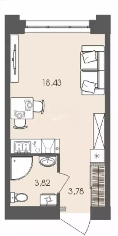 Квартира-студия: Иркутск, Майская улица, 34 (26.8 м) - Фото 0