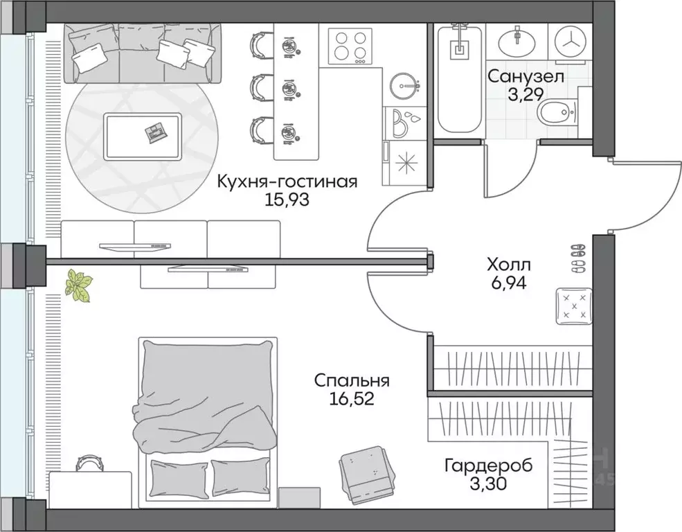 1-к кв. Москва Автозаводская ул., 24К1 (46.12 м) - Фото 0