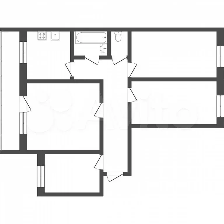 3-к. квартира, 74 м, 9/9 эт. - Фото 0