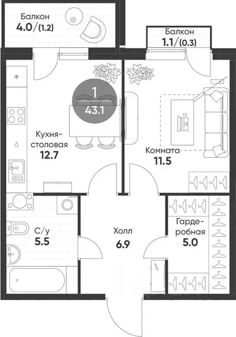 1-к кв. Новосибирская область, Кольцово рп Счастье в Кольцово жилой ... - Фото 1