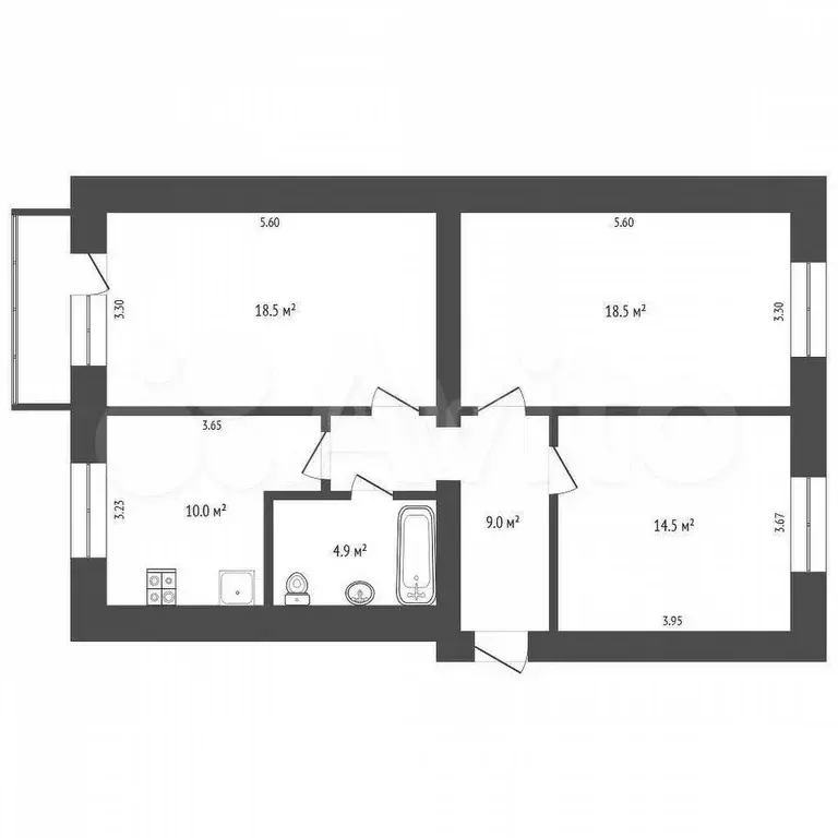 3-к. квартира, 75,4 м, 4/5 эт. - Фото 0