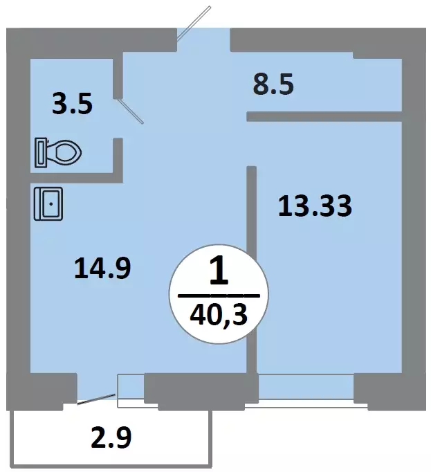 Продаётся 1-к квартира, 40.9 м - Фото 0