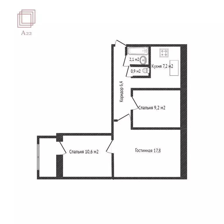 3-комнатная квартира: Барнаул, улица Попова, 59 (54 м) - Фото 2