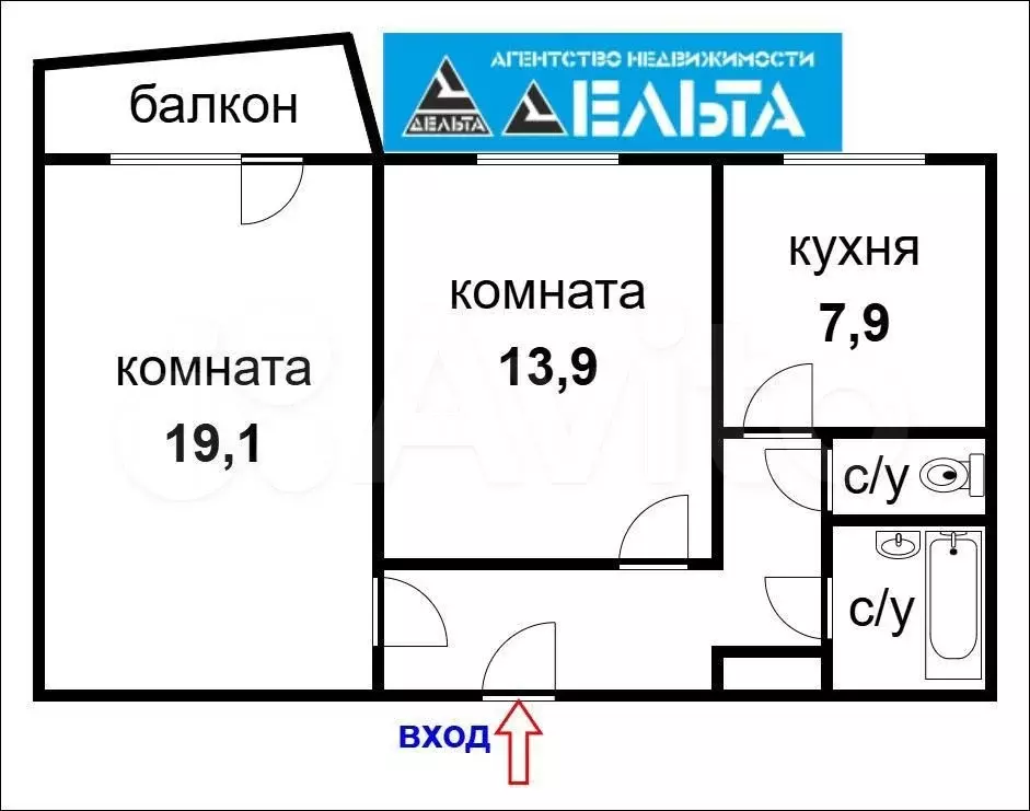 2-к. квартира, 52,9 м, 4/10 эт. - Фото 0