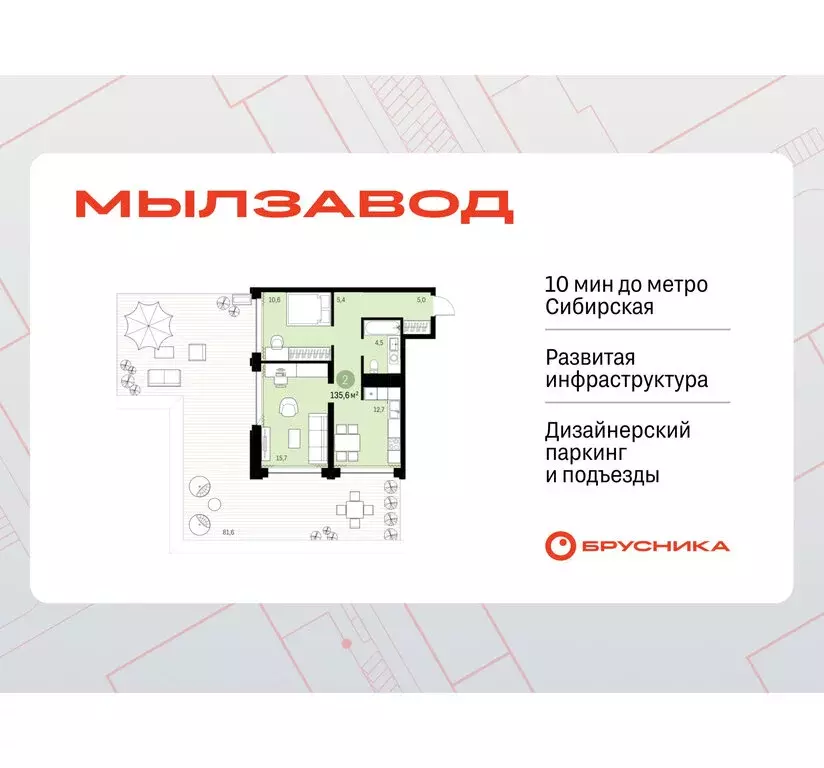 2-комнатная квартира: Новосибирск, жилой комплекс Мылзавод (135.6 м) - Фото 0