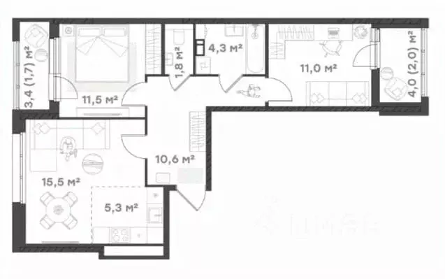 2-к кв. Ярославская область, Ярославль Тутаевское ш., 93Б (63.7 м) - Фото 1