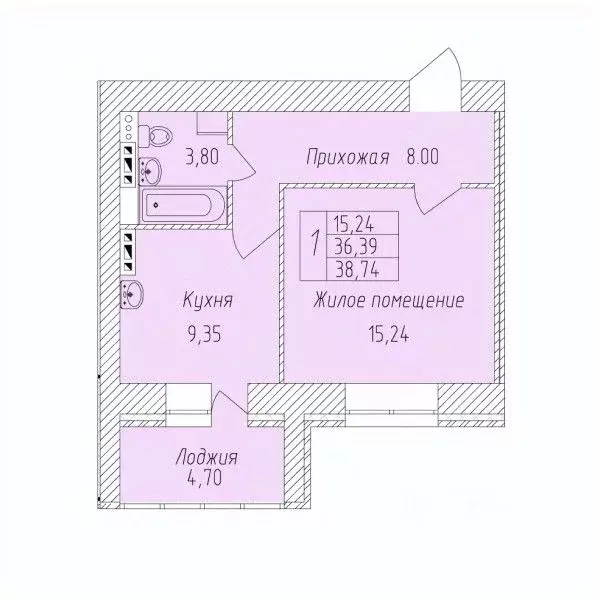 1-к кв. Белгородская область, Старый Оскол Степной мкр, 32 (38.74 м) - Фото 0