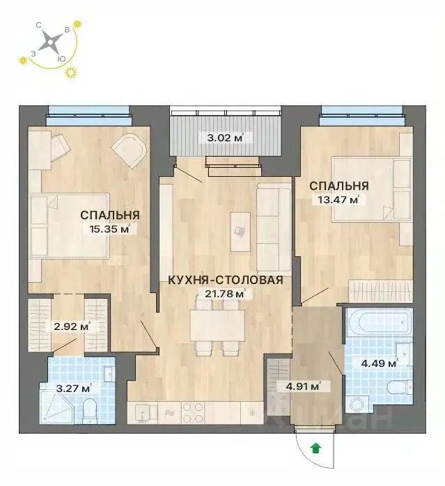 2-к кв. Свердловская область, Екатеринбург Уралмаш жилрайон, ул. ... - Фото 1