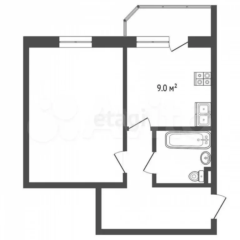 1-к. квартира, 40 м, 4/10 эт. - Фото 0