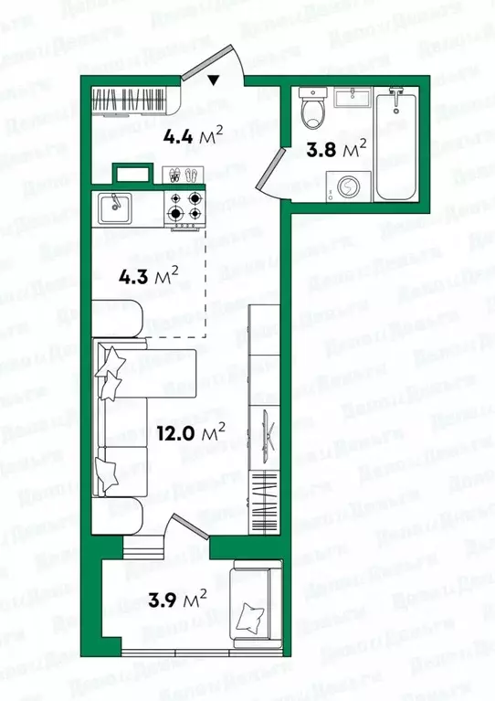 Студия Кировская область, Киров ул. Щорса, 53 (26.4 м) - Фото 2