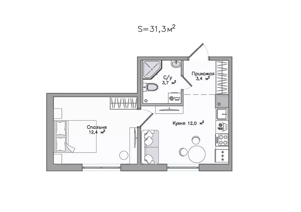 1-к кв. Карелия, Сортавала Советская ул., 5 (31.3 м) - Фото 1