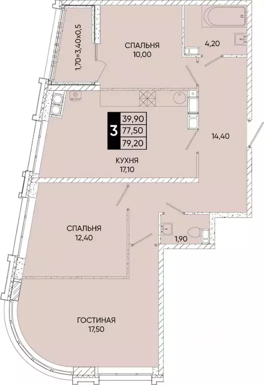 3-к кв. Ростовская область, Ростов-на-Дону Левобережье жилой комплекс ... - Фото 0