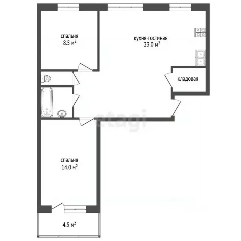 2-к кв. Белгородская область, Белгород ул. Чапаева, 9 (59.5 м) - Фото 2