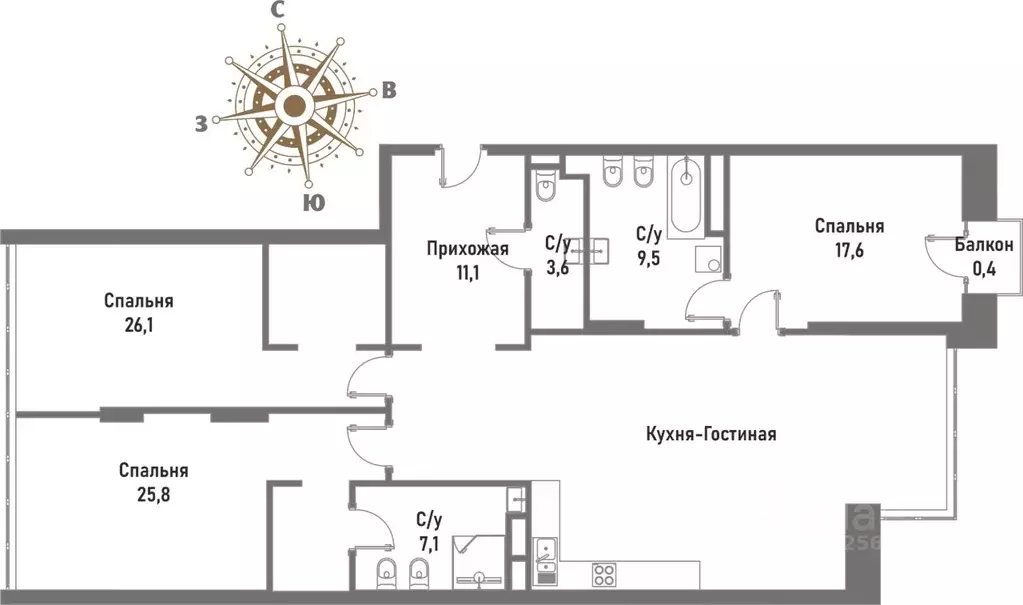 4-к кв. Москва ул. Матросская Тишина, 12 (150.5 м) - Фото 0