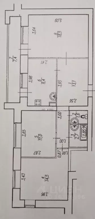 3-к кв. Башкортостан, Уфа ул. Сун-Ят-Сена, 11 (80.0 м) - Фото 2