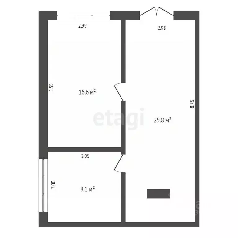 2-к кв. Крым, Ялта ул. Грибоедова, 21к1 (51.5 м) - Фото 1