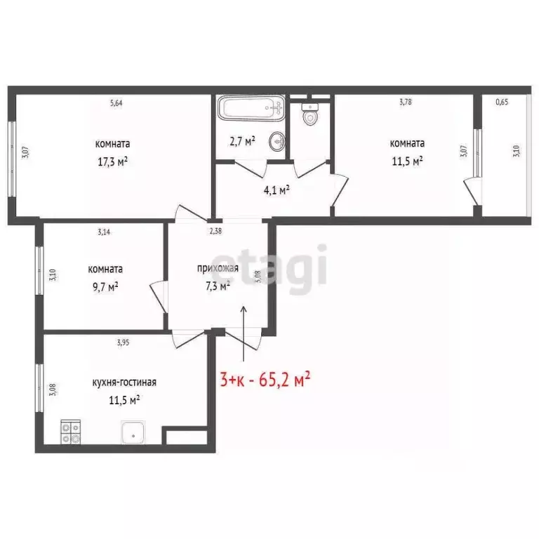 3-к кв. Свердловская область, Верхний Тагил Лесная ул., 11 (65.2 м) - Фото 2