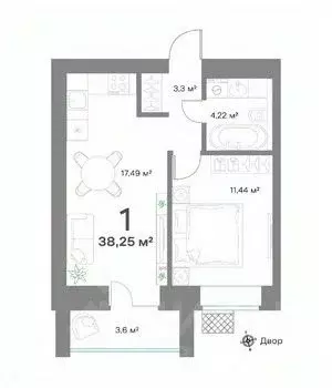 1-к кв. Нижегородская область, Выкса  (38.25 м) - Фото 0