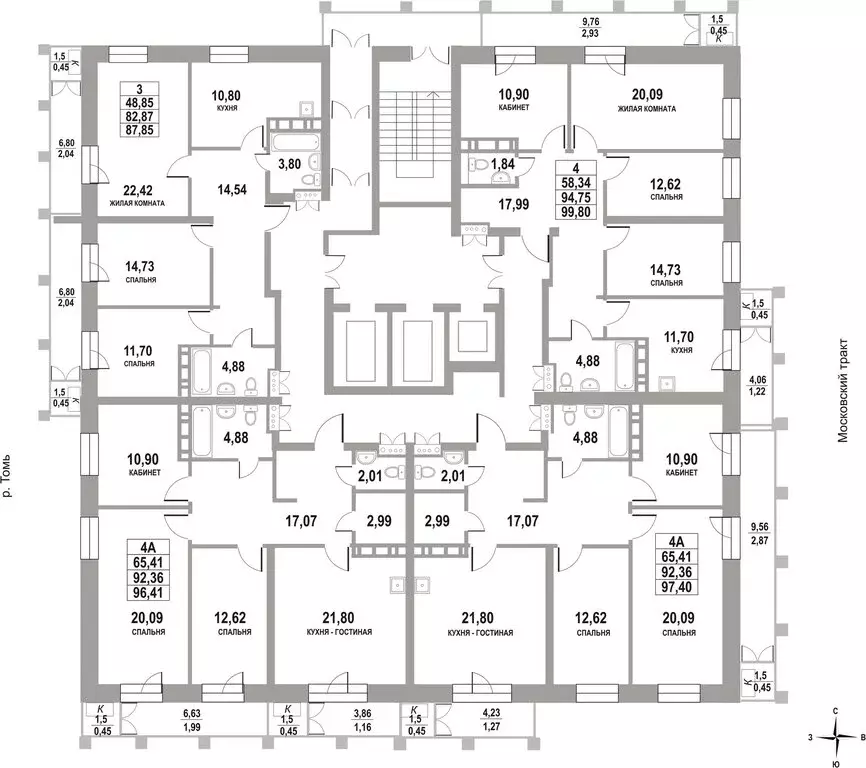 4-комнатная квартира: Томск, Московский тракт, 109Бк1 (96.41 м) - Фото 1