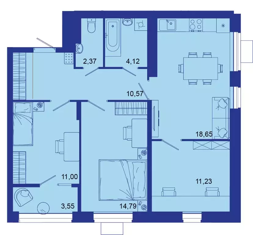 3-комнатная квартира: Брянск, Советская улица, 124 (76.5 м) - Фото 1