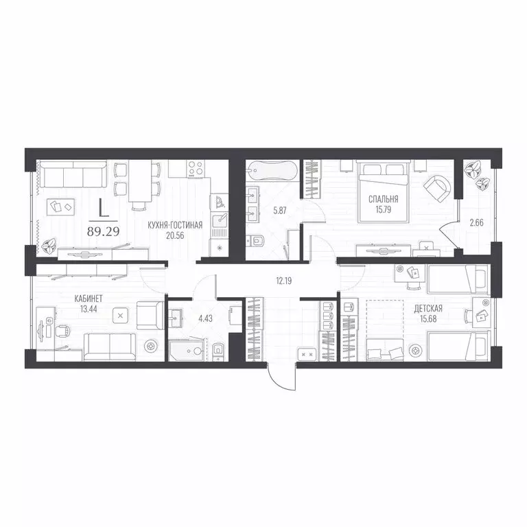 3-комнатная квартира: Курск, улица Чехова, 5 (89.29 м) - Фото 1