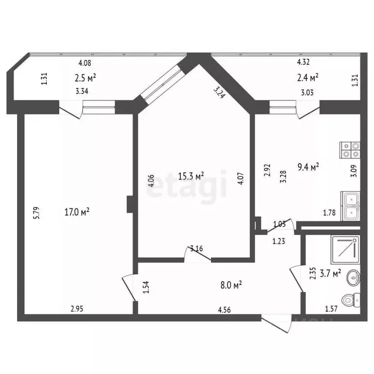 2-к кв. Забайкальский край, Чита ул. Курнатовского, 70 (53.4 м) - Фото 2
