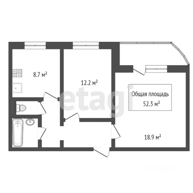 2-к кв. Новосибирская область, Новосибирск ул. Грибоедова, 32/2 (52.0 ... - Фото 1
