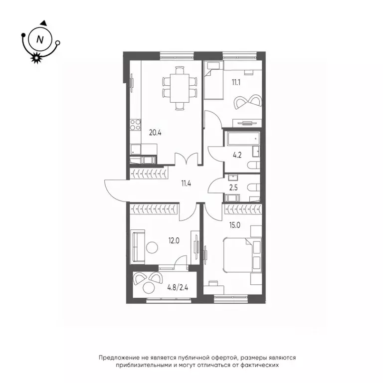 3-к кв. Омская область, Омск Зеленая река мкр, 13 (79.0 м) - Фото 0