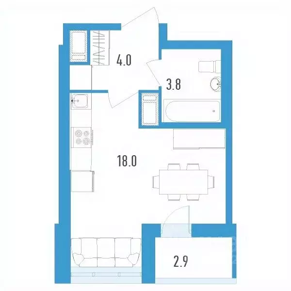 Студия Санкт-Петербург бул. Головнина, 3к1 (27.3 м) - Фото 0