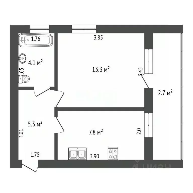 1-к кв. Башкортостан, Гафурийский район, Красноусольский сельсовет, с. ... - Фото 2
