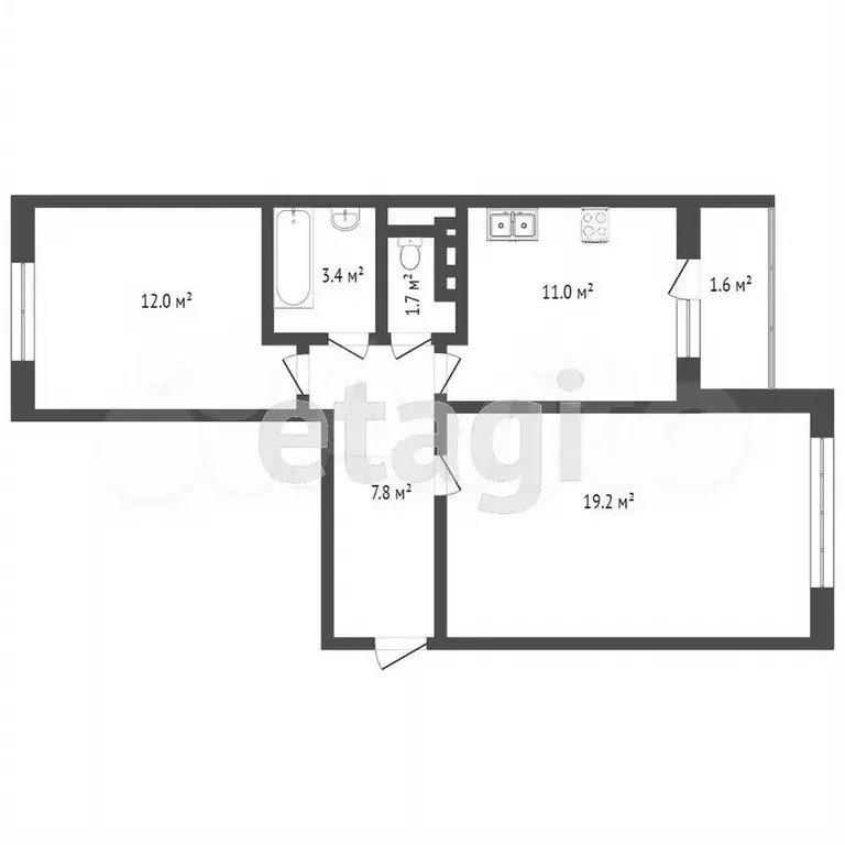 2-к. квартира, 49 м, 5/5 эт. - Фото 0