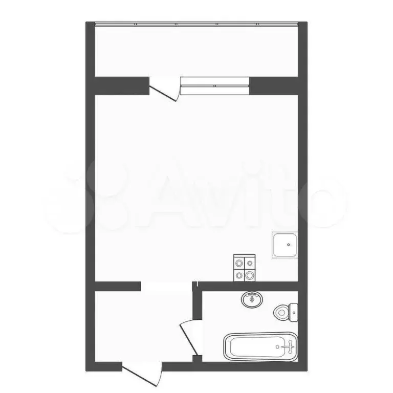 Квартира-студия, 24,8 м, 6/10 эт. - Фото 1