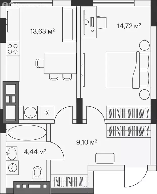 1-комнатная квартира: Малое Исаково, Первая улица, 1к4 (42.1 м) - Фото 1