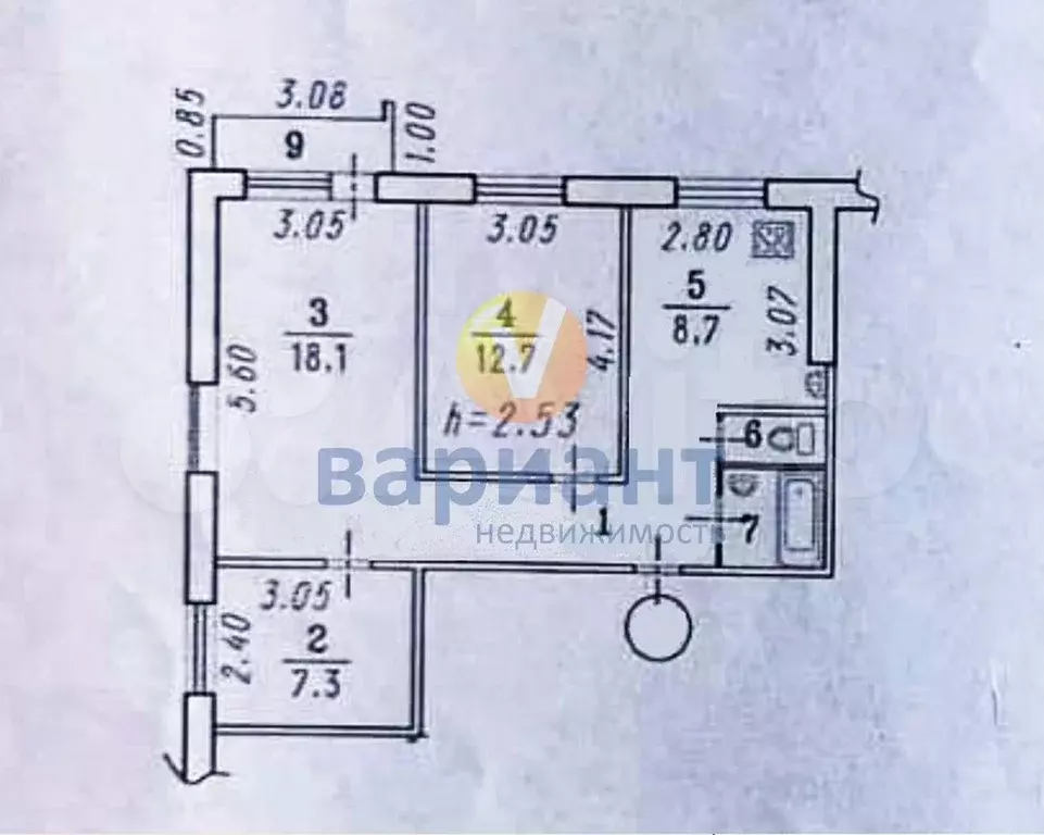 3-к. квартира, 61 м, 3/9 эт. - Фото 1