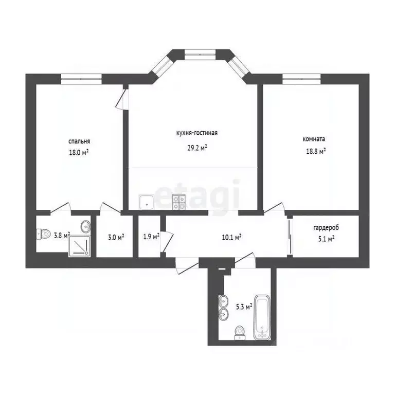 2-к кв. Тюменская область, Тюмень ул. 25 Октября, 34 (95.0 м) - Фото 2