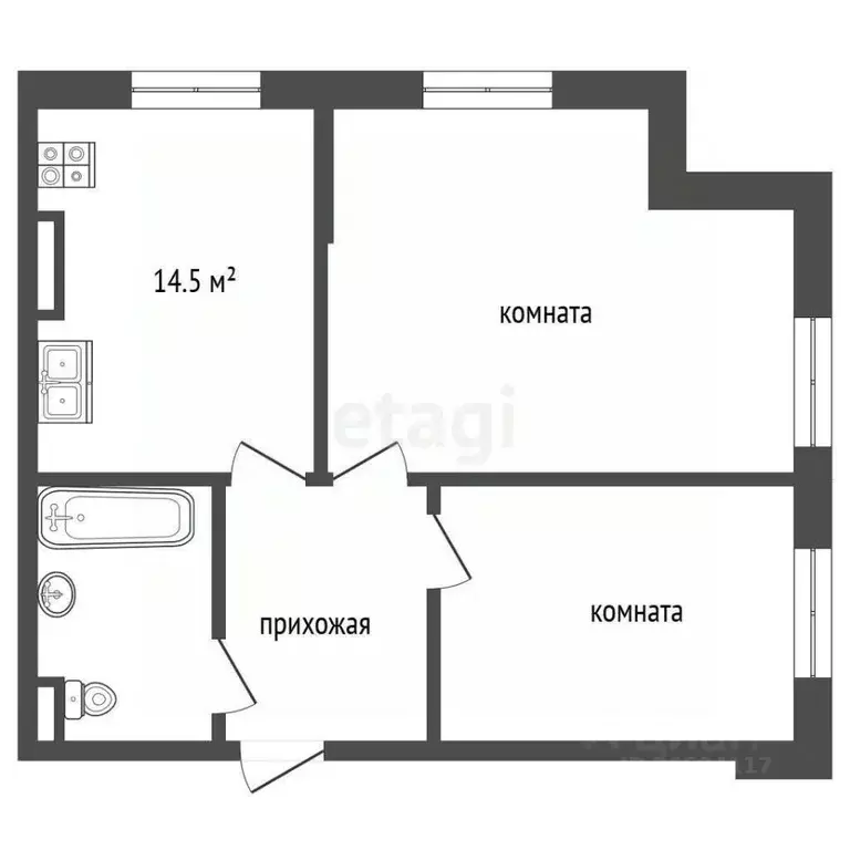 2-к кв. Севастополь ул. Челнокова, 17к2А (55.5 м) - Фото 1