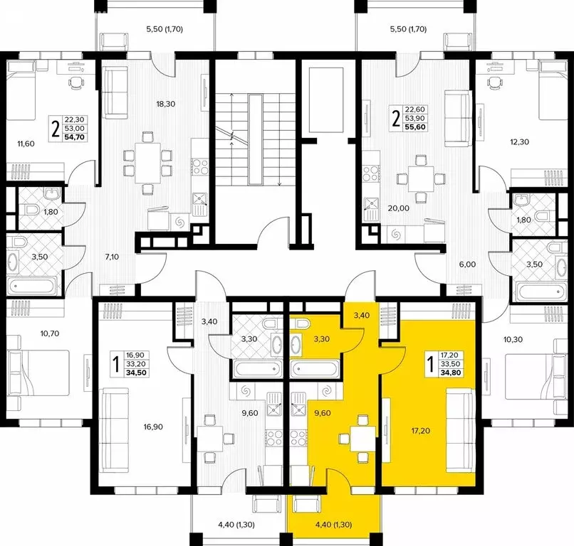 1-комнатная квартира: Сукко, жилой комплекс Кипарис (34.8 м) - Фото 2