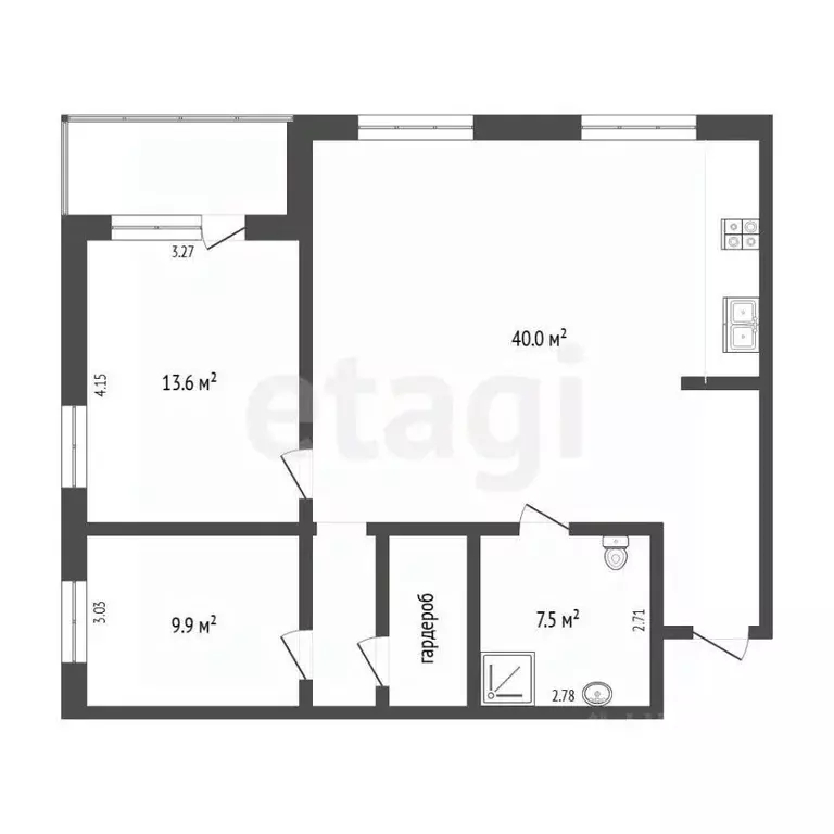 2-к кв. Тюменская область, Тюмень ул. Мельникайте, 38 (78.9 м) - Фото 2