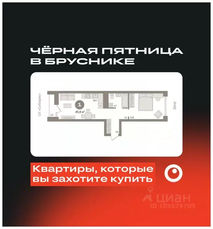 1-к кв. Новосибирская область, Новосибирск ул. Аэропорт, 88 (45.55 м) - Фото 0