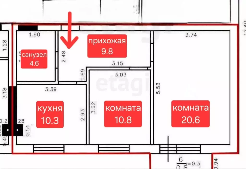 2-комнатная квартира: город Светлый, улица Гагарина, 8к2 (56.1 м) - Фото 1